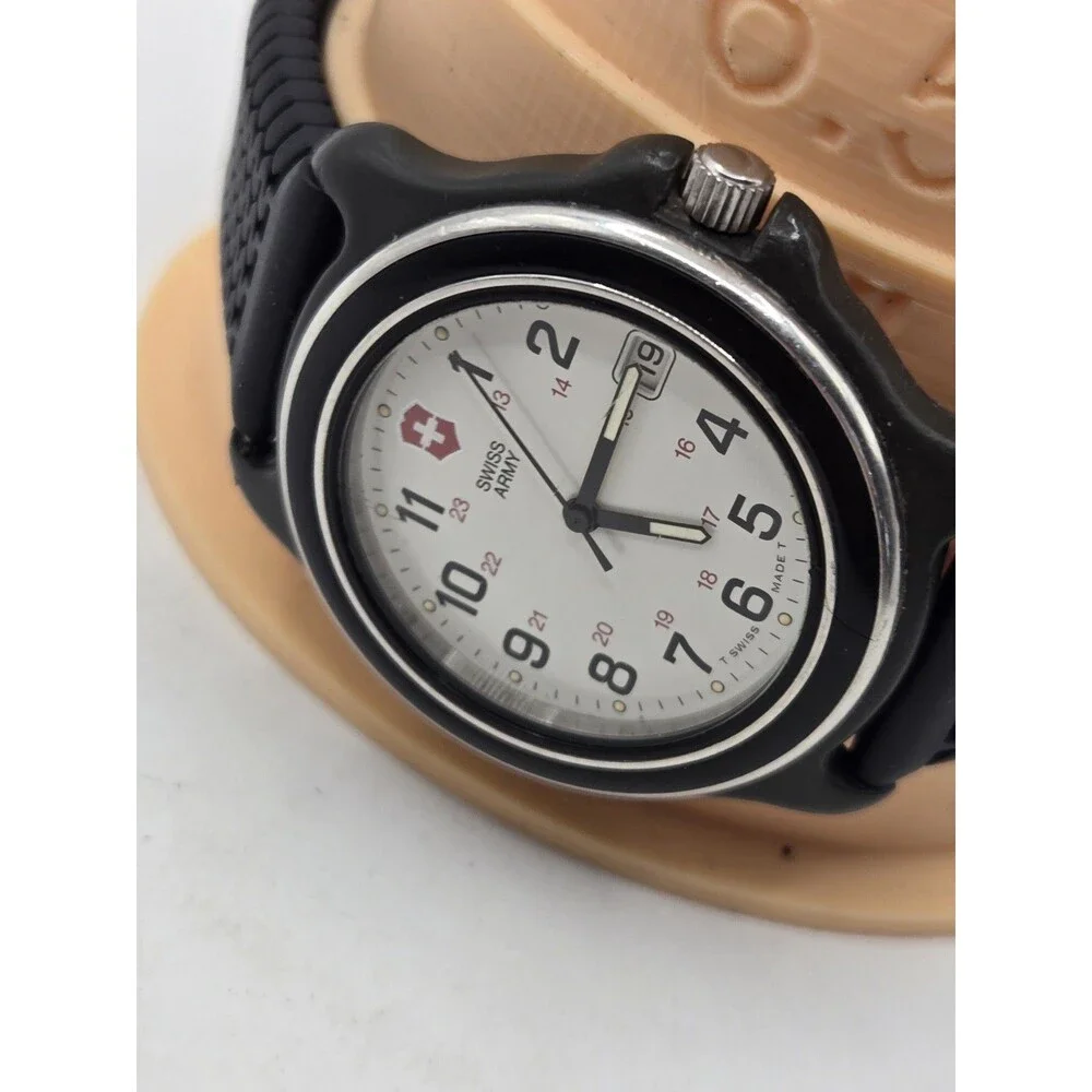 Victorinox Swiss Army Watch Men 39mm. Black Tone. New Rubber Strap. New Battery